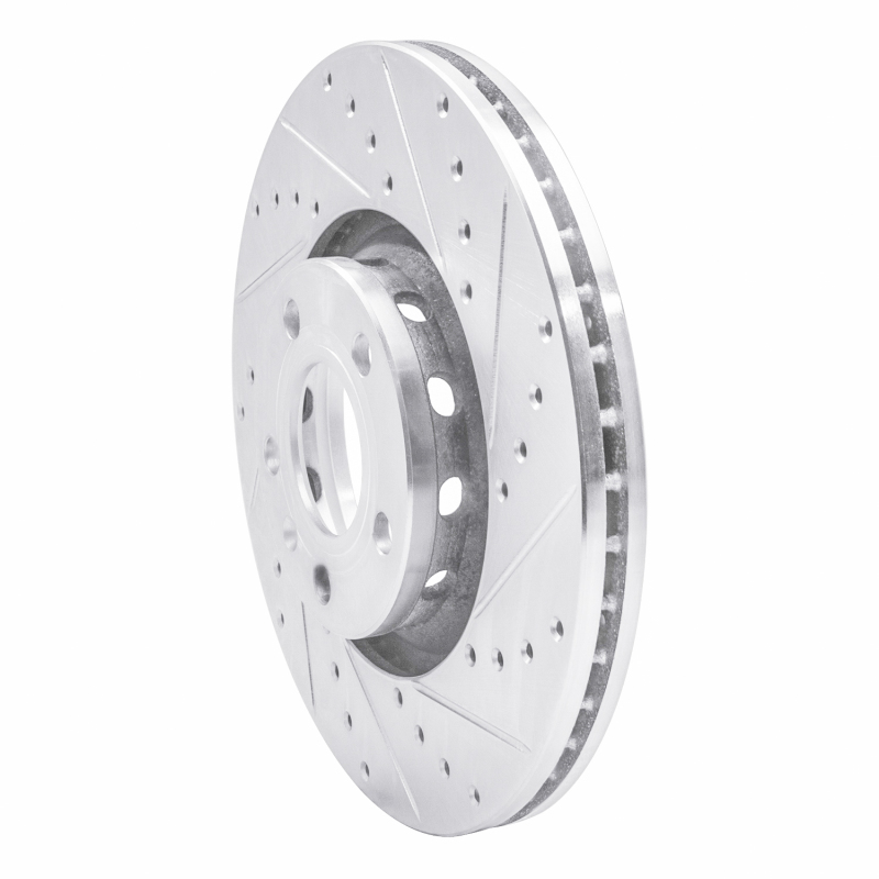 Audi A6 Quattro Brake Rotor (1) - Front Right - R1 Concepts - Drilled & Slotted - Silver - `97-`06